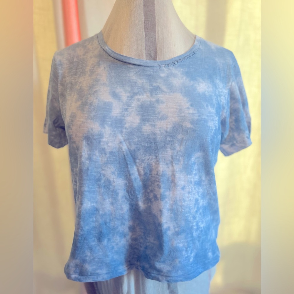 NTW Love shack Fancy Calix Tee,Indigo hand Dyed.size medium
